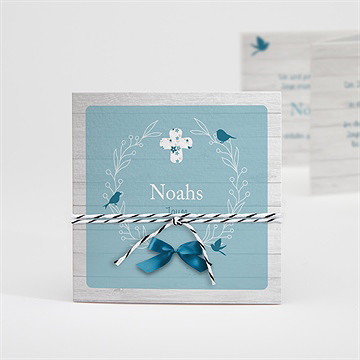 Einladung Taufe blaue schleife - akkordeon