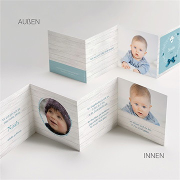 Einladung Taufe blaue schleife - akkordeon - vue 4