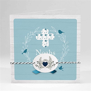 Einladung Taufe blaue schleife - saatpapier