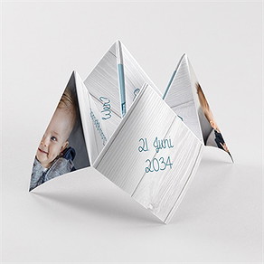 Einladung Taufe blaue schleife - origami