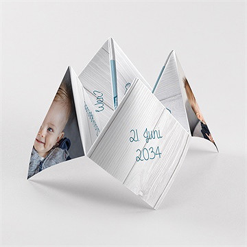 Einladung Taufe Blaue Schleife - Origami