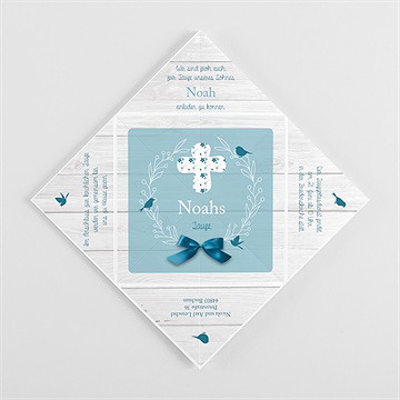 Einladung Taufe Blaue Schleife - Origami - vue 3