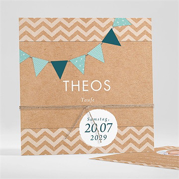 Einladung Taufe blaue girlande