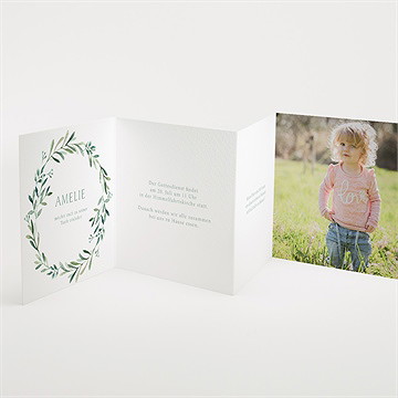 Einladung Taufe runder blumenkranz - kordel - vue 2