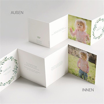 Einladung Taufe runder blumenkranz - kordel - vue 4