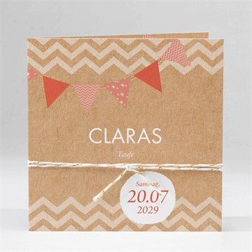 Einladung Taufe rosa girlande - klappkarte