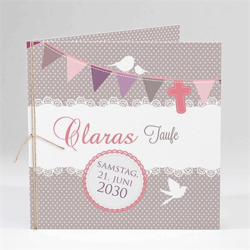 Einladung Taufe Vogelgesang Mädchen-Klappkarte