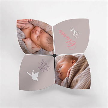 Einladung Taufe Vogelgesang Mädchen - Origami - vue 2