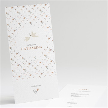 Menükarte Taufe zarte tauben