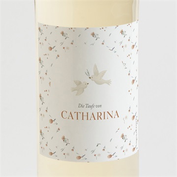 Flaschenetikett Taufe zarte tauben