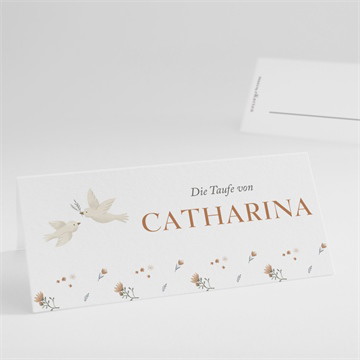 Tischkarte Taufe zarte tauben