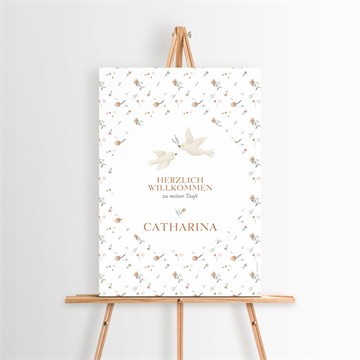Willkommensschild Taufe zarte tauben