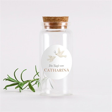 Glasfläschchen mit Sticker