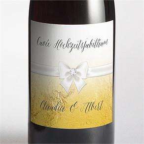 Flaschenetikett Hochzeitsjubiläum weiße schleife
