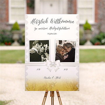 Willkommensschild Hochzeitsjubiläum Weiße Schleife - vue 2