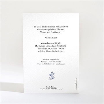 Trauerkarte blaue blüten - Vue 2