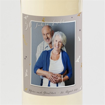 Flaschenetikett Hochzeitsjubiläum Damals wie heute