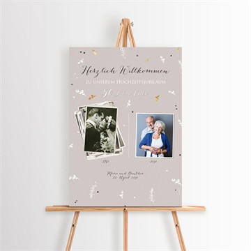 Willkommensschild Hochzeitsjubiläum Damals wie heute