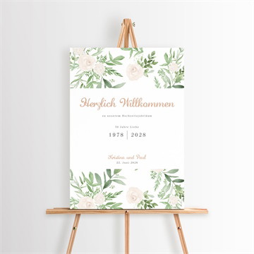 Willkommensschild Hochzeitsjubiläum rosenblätter - 50 jahre