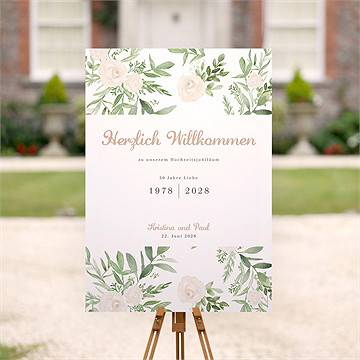 Willkommensschild Hochzeitsjubiläum Rosenblätter - vue 2