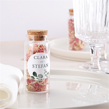 Glasfläschchen Mit Korken Hochzeit Eukalyptusblätter - Sticker - vue 2