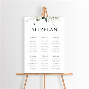 Sitzplan Hochzeit eukalyptusblätter