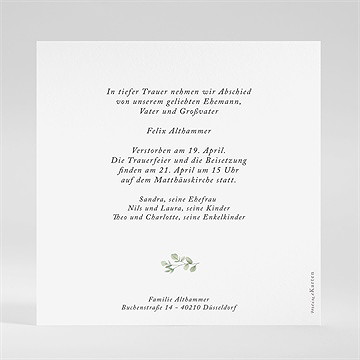 Trauerkarte moderner blätterkranz - vue 2