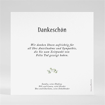 Trauerdanksagung Moderner Blätterkranz -Quadrat - vue 2