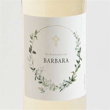 Flaschenetikett Kommunion Grüner Kranz