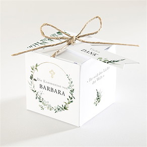 Geschenkbox Kommunion grüner kranz