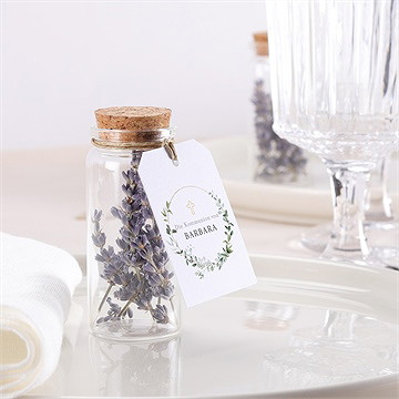 Glasfläschchen Mit Korken Kommunion Grüner Kranz - vue 2