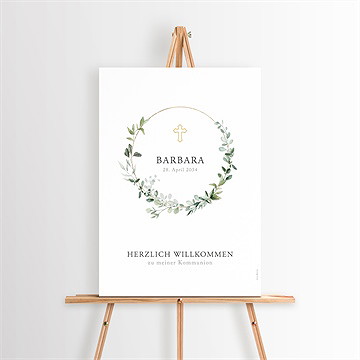 Willkommensschild Kommunion Grüner Kranz
