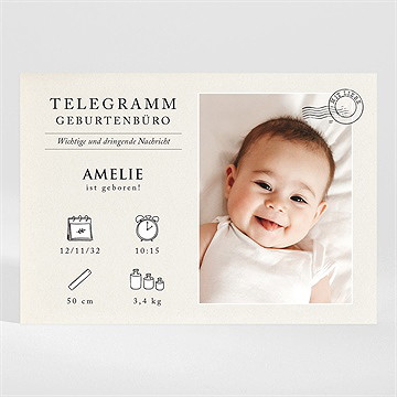 Geburtskarte modernes telegramm - magnet