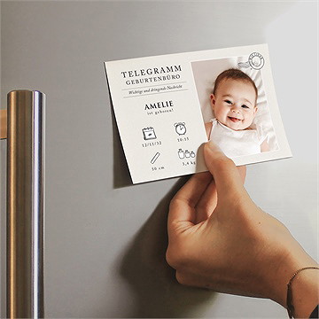 Geburtskarte modernes telegramm - magnet - vue 2