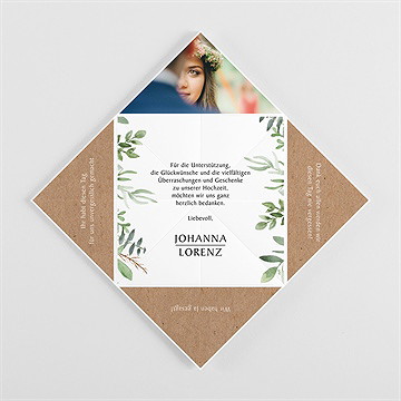 Dankeskarte Hochzeit blätterschmuck - origami - vue 3