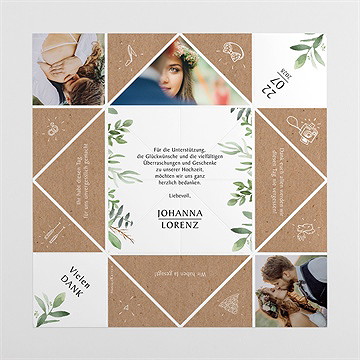 Dankeskarte Hochzeit blätterschmuck - origami - vue 4