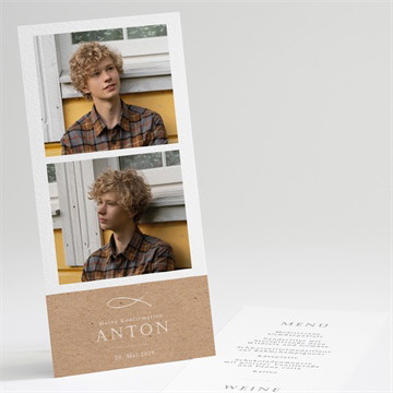 Menükarte Konfirmation Fotocollage kraftpapier