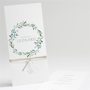 Menükarte Konfirmation Vergoldeter Blumenkranz