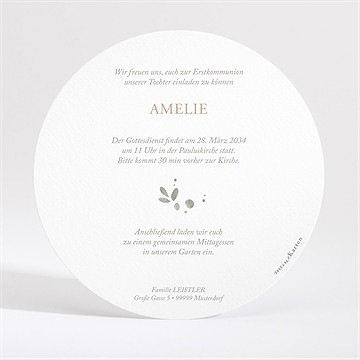 Einladung Kommunion blumenfest - gold rund - vue 4