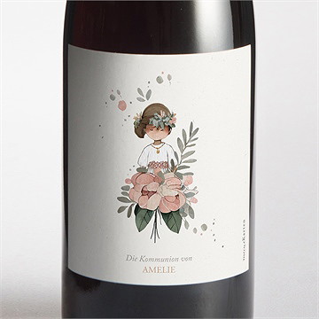 Flaschenetikett Kommunion Blumenfest