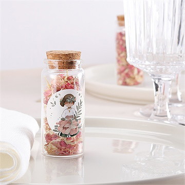 Glasfläschchen Mit Korken Kommunion Blumenfest - Sticker - vue 2