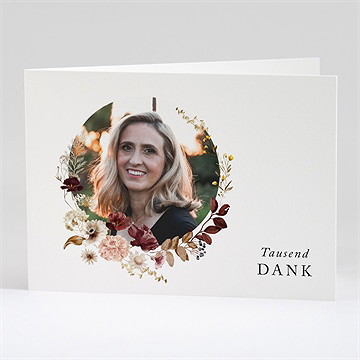 Trauerdanksagung Aquarellblumen - Klappkarte