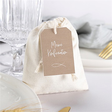 Geschenkbeutel Konfirmation Ichtus Auf Kraftpapier - vue 3