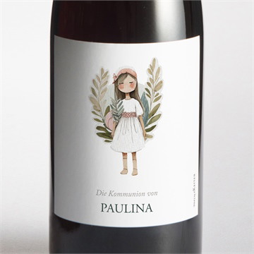 Flaschenetikett Kommunion engelchen