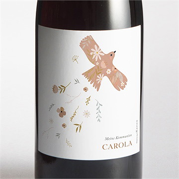 Flaschenetikett Kommunion Flieg Taube