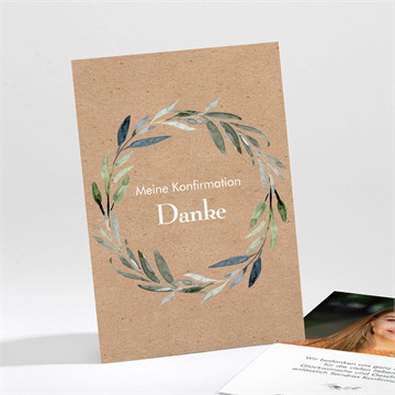 Dankeskarte Konfirmation blätterranke kraftpapier
