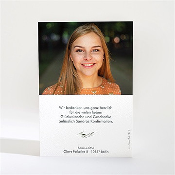 Dankeskarte Konfirmation blätterranke kraftpapier - vue 2