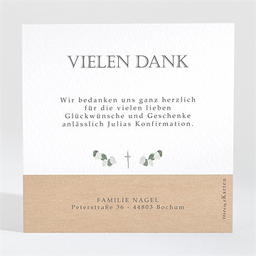 Dankeskarte Konfirmation goldkranz und kraftpapier - vue 2