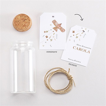 Glasfläschchen Mit Korken Kommunion Flieg Taube - vue 3