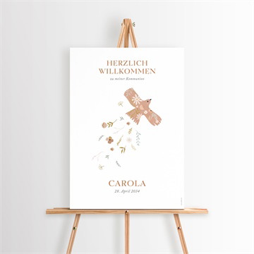 Willkommensschild Kommunion flieg taube